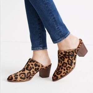 Madewell harper calf mule in leopard